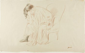 Seated Woman, Head in Right Hand, 1897, Jean Louis Forain, French, 1852-1931, France, Lithograph in