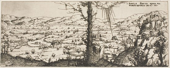 Landscape with a Tree in Center of Foreground, 1545, Augustin Hirschvogel, German, 1503-1553,