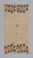 Towel/Napkin, 17th century, Turkey, Turkey, Linen, plain weave, embroidered with silk in double