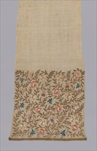 Sash, 1720–1800, Turkey, Turkey, Cotton, plain weave, embroidered with silk and metal-strip-wrapped