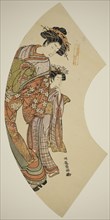 The Courtesan Hanaogi of the Ogiya and her attendant, from the series Fans of the East (Azuma ogi),