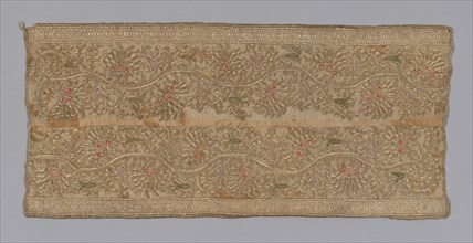 Fragment (Towel or Napkin), 1875/1900, Turkey, Turkey, Towel ends, embroidered in gold in design of