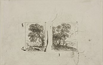 The Two Landscapes, c. 1630, Claude Lorrain, French, 1600-1682, France, Etching on ivory laid