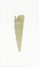 Silkworm Pupa Pendant, Shang or Western Zhou period, 13th/10th century B.C., China, Jade, 3.7 × 1.1