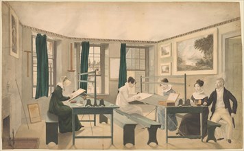 The Drawing Class, 1810/13, Unknown Artist, American, 19th century, United States, Watercolor over