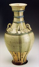 Vase (Hu) with Horizontal Bands, Loop Handles, and Lionlike Medallions, Sui dynasty (581–618),