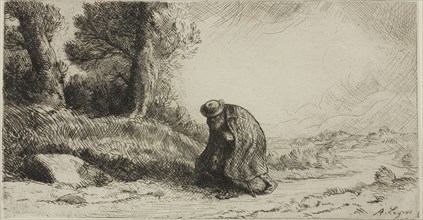 A Vagabond Walking Along a Lane, c. 1890, Alphonse Legros, French, 1837-1911, France, Etching and
