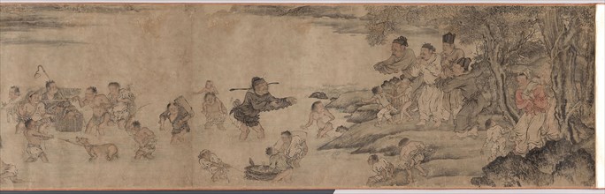 Yang Pu Moving His Family, Yuan dynasty (1279–1368), Chinese, China, Handscroll, ink and light