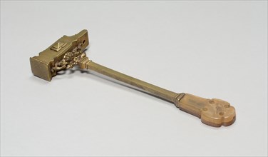 Hammer, 16th century, Germany, Gilded bronze head and horn, L. 19.1 cm (7 1/2 in.)