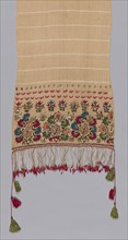 Towel, 18th century, Greece, Northern Sporades Islands, Lesbos, Mytilene, Mytilene, Linen and silk,