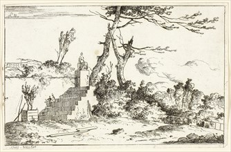 Landscape with Classical Statue, 1779/97, Louis Gabriel Moreau, French, 1740-1806, France, Etching