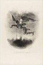 Mephistopheles Flying, from Faust, 1828, Eugène Delacroix, French, 1798-1863, France, Lithograph in