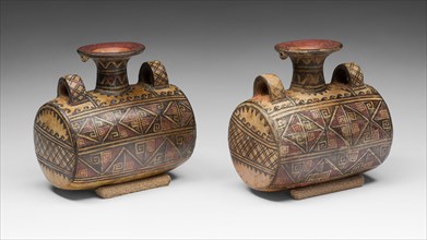 Drum-Shaped Vessels with Textile Motif, A.D. 1450/1532, Inca, South coast or southern highlands,