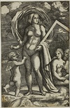 Venus and Cupid, n.d., Jacopo Francia, Italian, before 1486-1557, Italy, Engraving on paper, 229 ×