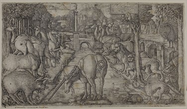 The Unicorn Purifying a Source, n.d., Jean Duvet, French, 1485-after 1561, France, Etching and