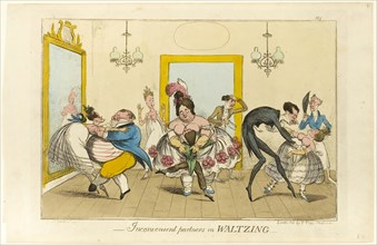 Inconvenient Partners in Waltzing, 1817/19, Isaac Robert Cruikshank (English, 1789-1856), published