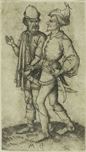 Two Moors in Conversation, n.d., Martin Schongauer, German, c. 1450-1491, Germany, Engraving on