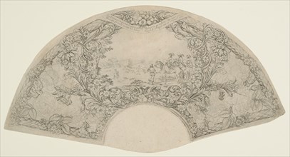 Stag Hunt in Fan Shape, 1630/60, Stefano della Bella, Italian, 1610-1664, Italy, Fan-shaped etching