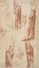 Sheet of Sketches: Beheading of a Saint (recto), Several Slight Figure Sketches (verso), 1605/44,