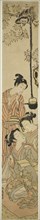Gibbon snatching sake pot from flower-viewing party, c. 1772, Isoda Koryusai, Japanese, 1735-1790,