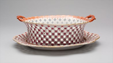 Basket and Stand, c. 1790, China, Chinese, made for the American market, China, Porcelain, enamel,