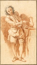 Study of Valet with Coffee Pot, c. 1739, François Boucher, French, 1703-1770, France, Red chalk,