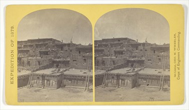 Indian Pueblo of Zuni, New Mexico, view from the interior. The Pueblo or town, encloses a