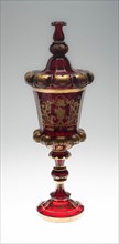 Covered Vase, Mid 19th century, Bohemia, Czech Republic, Bohemia, Glass, decorated with ruby