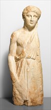 Figure of a Youth from a Funerary Stele (Monument), about 380 BC, Greek, Athens, Greece, Marble, 77