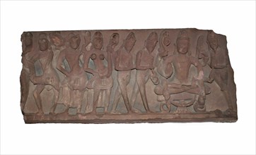 Fragment of a Temple Doorway Lintel, Chandella period, c. 11th century, India, Uttar Pradesh, Red