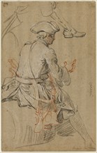 Sketch of Man on Horseback, with Separate Sketch of his Right Foot, n.d., Pierre Lenfant, French,