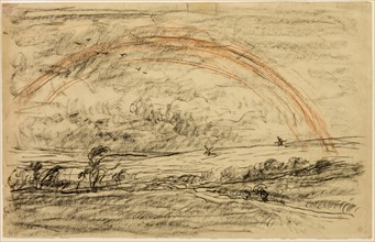 Landscape with a Rainbow, c. 1871, Charles François Daubigny, French, 1817-1878, France, Black and
