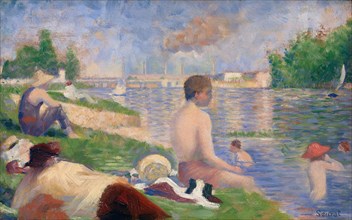 Final Study for Bathers at Asnières, 1883, Georges Seurat, French, 1859-1891, France, Oil on panel,