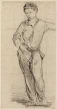 Young Man Standing (Léon Leenhoff) (recto), Sketch of Standing Boy (verso), 1864/65, Attributed to