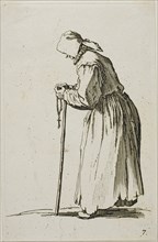Woman Beggar with a Rosary, plate seven from The Beggars, c. 1622, Jacques Callot, French,