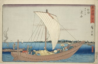 Kuwana: Ferryboat at Shichiri Crossing (Kuwana, Shichiri no watashibune)—No. 43, from the series