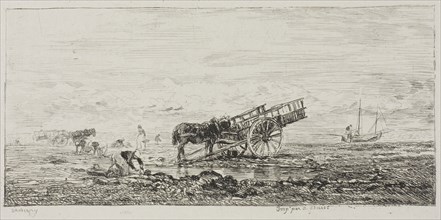 Beach at Villerville, 1855, Charles François Daubigny, French, 1817-1878, France, Etching on light