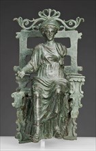 Statuette of an Enthroned Figure, 1st century AD, Roman, Roman Empire, Bronze and silver inlay, 15