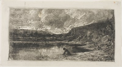 A Cliff in the Parish of Rix, 1862, Adolphe Appian, French, 1818-1898, France, Monotype on