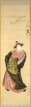 Courtesan and Cherry Branch, 1786, Toriyama Sekien, Japanese, 1712-1788, Japan, Hanging scroll,