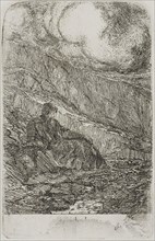 Meditation, c. 1865, Odilon Redon, French, 1840-1916, France, Etching on white wove paper, 98 × 62