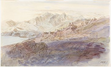 La Piana, 1868, Edward Lear, English, 1812-1888, England, Watercolor and pen and brush and brown