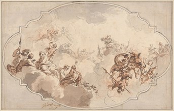 Design for a Ceiling: Apotheosis of Callisto or Diana? (recto), and Sketch of Figures (verso),