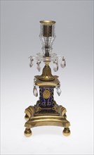 Candelabra, 1780/1800, England, Clear and blue glass, gilding and bronze mounts, H. 31.4 cm (12 3/8