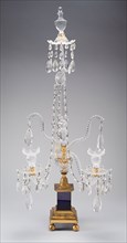 Candelabra, 1780/1800, England, Glass, colorless and dark blue, blown and cut, gilded bronze, H. 85