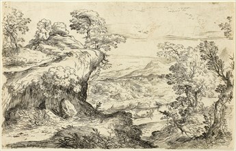Two Men on a Mountain Top, n.d., Giovanni Francesco Grimaldi, Italian, 1606-1680, Italy, Etching on