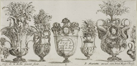 Plate One from Collection of Various Vases, before 1648, Stefano della Bella, Italian, 1610-1664,