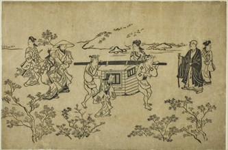 A Passing Palanquin, from the series Scenes of Flower-viewing at Ueno (Ueno hanami no tei), c.