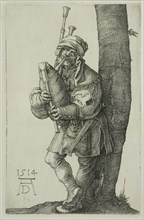 The Bag-Piper, 1514, Albrecht Dürer, German, 1471-1528, Germany, Engraving in black on ivory laid