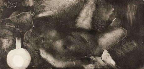 Woman Reclining on Her Bed, c. 1885, Edgar Degas, French, 1834-1917, France, Monotype in black ink